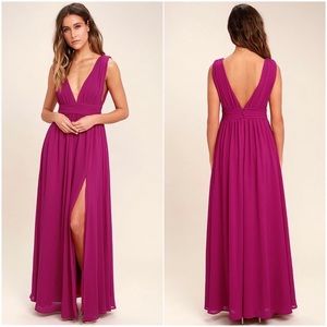 NWT Lulus Heavenly Hues Georgette Maxi Dress - Magenta